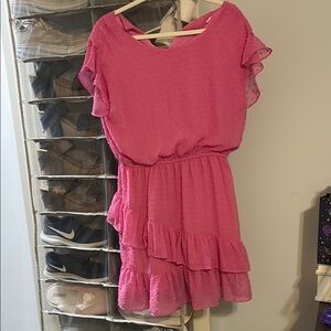 Pink Ruffled Womens Dress